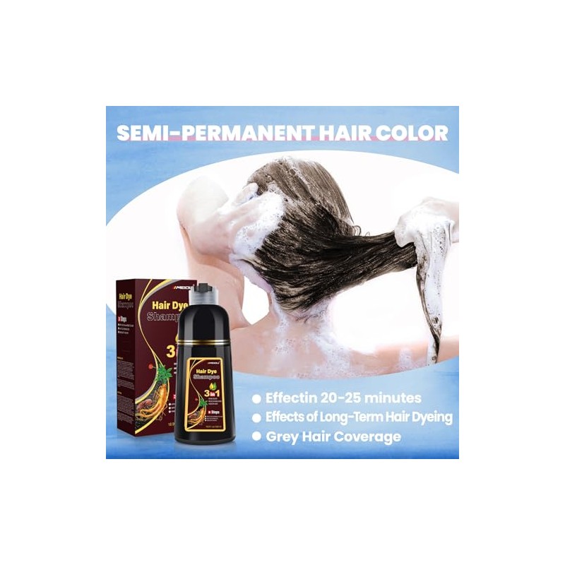 IIIMEIDU- Champú para teñir el cabello castaño oscuro 3 en