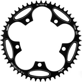 KTKEET 110/130 BCD Chainring 36/38/40/42/44/46/48/50/52/54/56/58/60T 5 Screws Round Narrow Wide Bicycle Chainring for 9/10/11 Speed Road Bike Folding Bike (130BCD 52T)