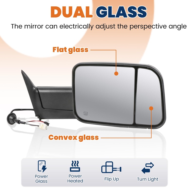 KUIPERAUTO Pair Chrome Power Heated Towing Mirrors Compatible for 2002-2008