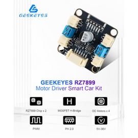 GEEKEYES Motor Driver Kit with Dual RZ7899 Chip Board + 4 DC Motors + PH2.0 to Dupont Cable, Ultra-Thin High-Efficiency Design, Ideal L298N Replacement for Arduino/Raspberry Pi/ESP32 Projects