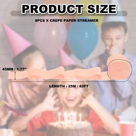 PATIKIL Crepe Paper Streamers, 8 Rolls 656ft Rainbow Streamers for Party Decorations Wedding Ceremony Birthday Indoor Decorations, Peach