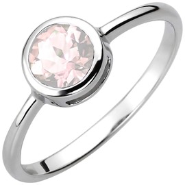Jobo Women's Ring 925 Sterling Silver with 1 Rose Quartz, Silver, Quartz