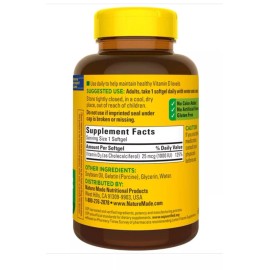Nature Made Vitamin D3 1000 IU (25 mcg), 650 Softgels, Supports Bone, Teeth