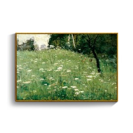 crmotu Vintage Framed Wall Art, Meadow Wildflower Landscape Canvas Painting, Nature Outdoor Scenery Art Prints, Rustic Aesthetic Wall Pictures for Living Room Bathroom Bedroom Farmhouse Decor 16x24in