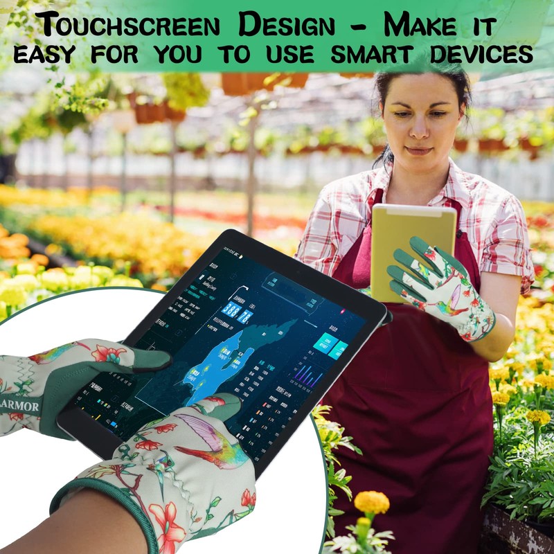 SLARMOR Leather-Gardening-Gloves for Women - Thorn-Proof Work-Gloves with Touch Screen