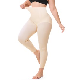 Nebility Seamless Shapewear for Women Tummy Control Butt Lifting Shapewear Thigh Slimmer Light Shaping Footless Tights (Beige,Large)