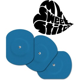 MMySweetStitch - 10 x Freestyle Libre 1 & 2 Oval Plasters with Ventilation Hole, Outer Diameter 70 x 55 mm, Inner Diameter 6 mm, Waterproof, Breathable, Skin-Friendly, Made in Germany, Blue