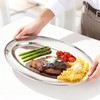 6 Packs Stainless Steel Oval Platter, Metal Plates, Oval Aluminum