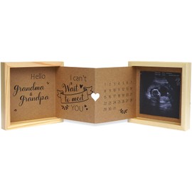 HAMUIERS Pregnancy Announcement for Grandparents Baby Announcement Ideas Sonogram Picture Box Wooden Keepsake Box, First Time Grandparents Gifts