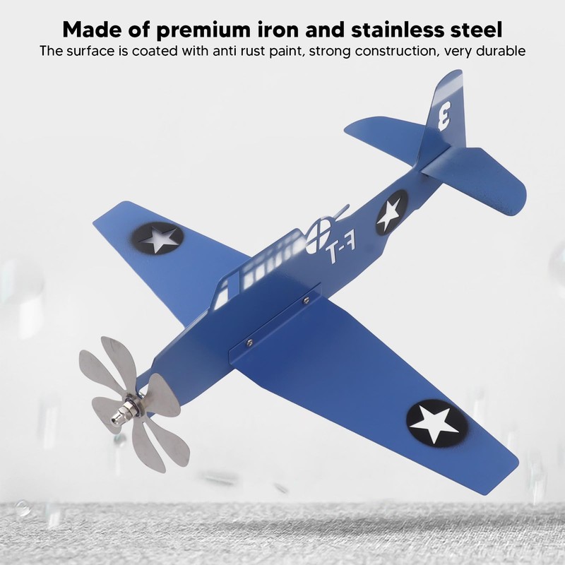 Airplane Weather Vane, Metal Wind Spinner Iron Stainless Steel Outdoor
