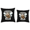 Buzzing Hugs Friendly Bee with Cute Smiling Face Throw Pillow