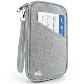 Passport Holder Family RFID Travel Document Organizer for Women Waterproof Passport Wallet Men Portable Case for Cards, Boarding Pass, ID, Money, Tickets with Zipper