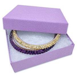 TheDisplayGuys - 100-Pack #33 Cotton Filled Cardboard Paper Jewelry Boxes Gift Case - Purple Lavender (3.5" x 3.5" x 1.0") - for Shipping or Storage