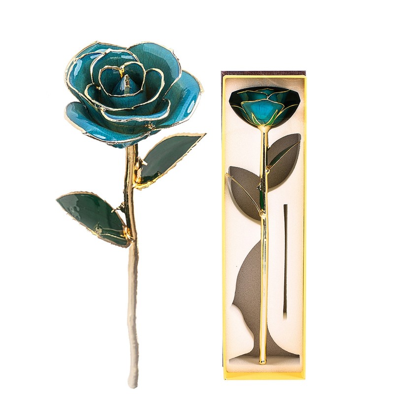24 Carat Gold Trimmed Rose Flower Gift for Her Valentine's