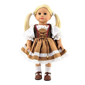 American Fashion World Brown Traditional German Dress for 18-Inch Dolls | Premium Quality & Trendy Design | Dolls Clothes | Outfit Fashions for Dolls for Popular Brands