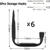 SNOKAY Heavy Duty J Hooks - 6 Pack Steel Wall