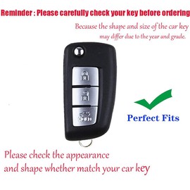 HIBEYO Key Fob Case Protection Fit for Nissan Rogue Rogue Select Rogue Sport Sylphy Pulsar Sentra Flip Folding 3 Buttons Key Holder with Keychains Soft TPU Key Accessories-Blue