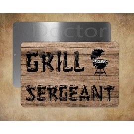 Unbranded  BBQ Wooden Look GRILL SERGEANT 8 x 12 " metal sign