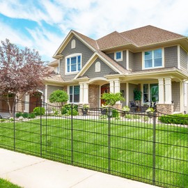 INJOPEXI Decorative Garden Fence 12 Panels 26ft(L)×36in(H) Metal Garden Fences with 11 Panels + 1 Gate, Animal Barrier Rabbit Fence Rustproof Wire Temporary Dog Fencing Outdoor for Backyard Lawn