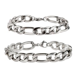 MILAKOO 2Pcs Mens Bracelets Figaro Chain Womens Bangle Wristband Gifts for Him Link Hip-hop Bracelet
