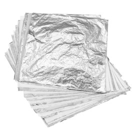 Garneck 100 Pieces Silver Leaf Metal Foil for DIY Crafts and Furniture Decoration 14 x 14 cm - High-Quality Silver Foil for Crafts for Creative Projects