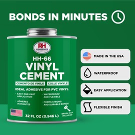 HH-66 Vinyl Cement, 32 oz. can - Vinyl Adhesive, Cement Glue, Repair Glue, Inflatables, Pool Liner, Tarps, Tents, Awnings, Mats, Covers, Waterproof, High Strength, Long Lasting, RH Adhesives