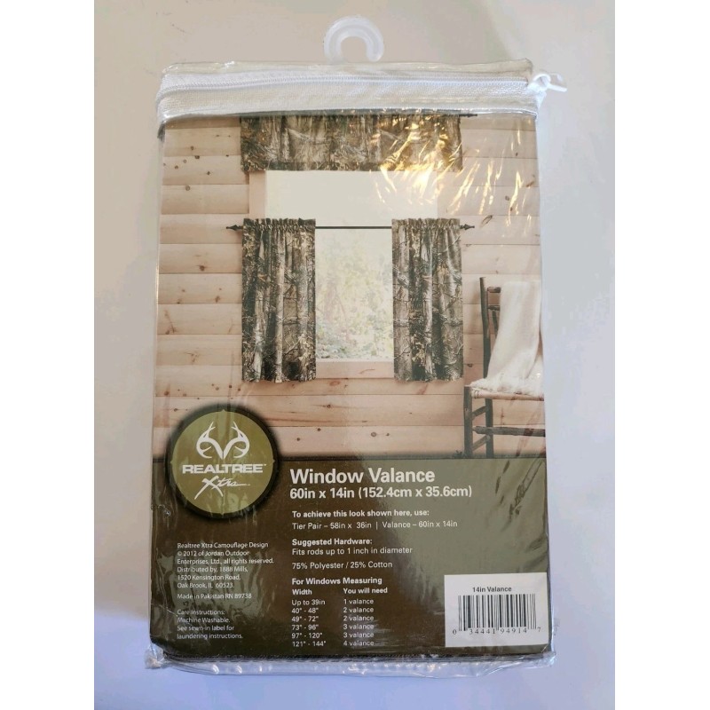 Realtree Xtra Camo Window Valance 60in x 14in Green Camouflage