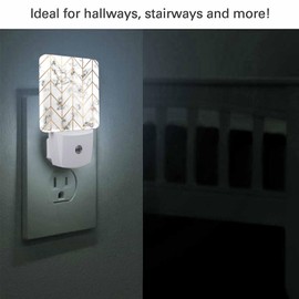 Chrobak LED Night Light,Geometric Lines Black White Marbling Surface LED Night Light Plug into Wall with Dusk to Dawn Light Sensor White Energy Efficient Nightlight for Bedroom Living Room Kitchen