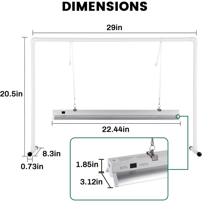 iPower LED Grow Light Stand Natural White Full Spectrum for