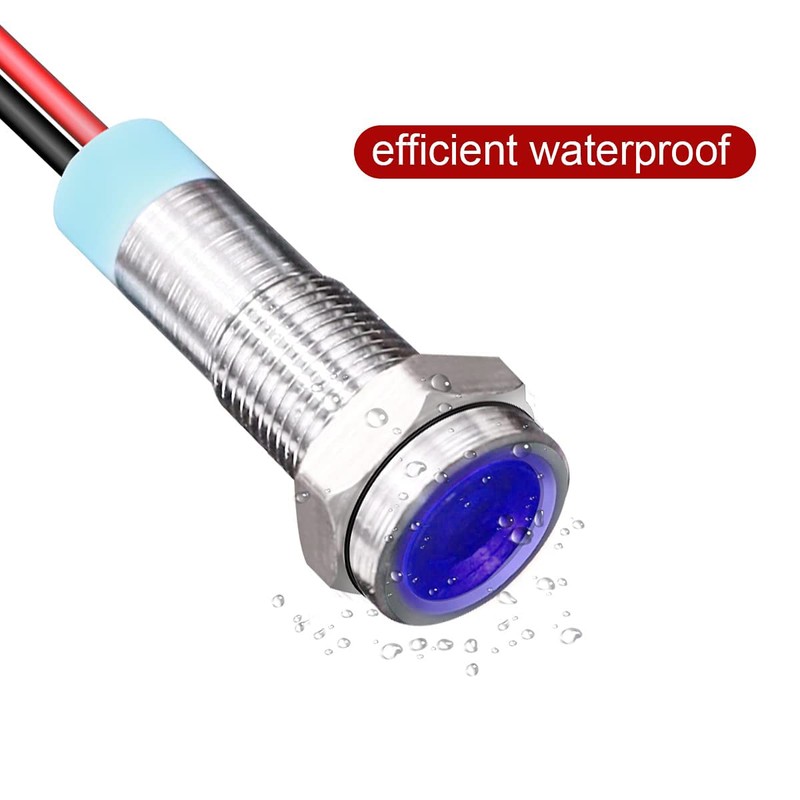 Kiligen 5pcs 8mm AC/DC 12-24V LED Waterproof Indicator Light Pilot