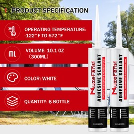 MuzeFansi RV Roof Sealant 6Pack, Self-Leveling Lap Sealant for RV Roofs,White RV Caulking Lap Sealants for Camper Trailer Roof Window, Waterproof RV Silicone Sealants Roofing Repair Kit