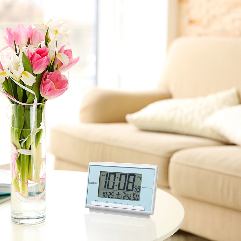 Seiko Clock SQ698L Seiko Alarm Clock, Radio Control, Digital Calendar,