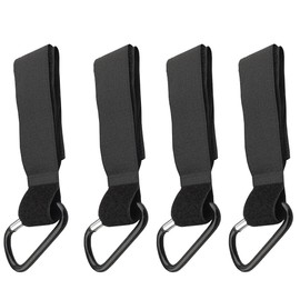 Aloces Pack of 4 pram hooks, pram hook clips with Velcro closure for changing bags, pram attachment to your shopping bags, bags securely on the pushchair (black)