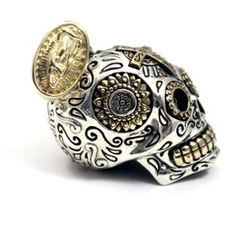 Generic COSUMOSU 925 sterling silver Large Mexican Skull Sugar Virgin Mary Pendant for men