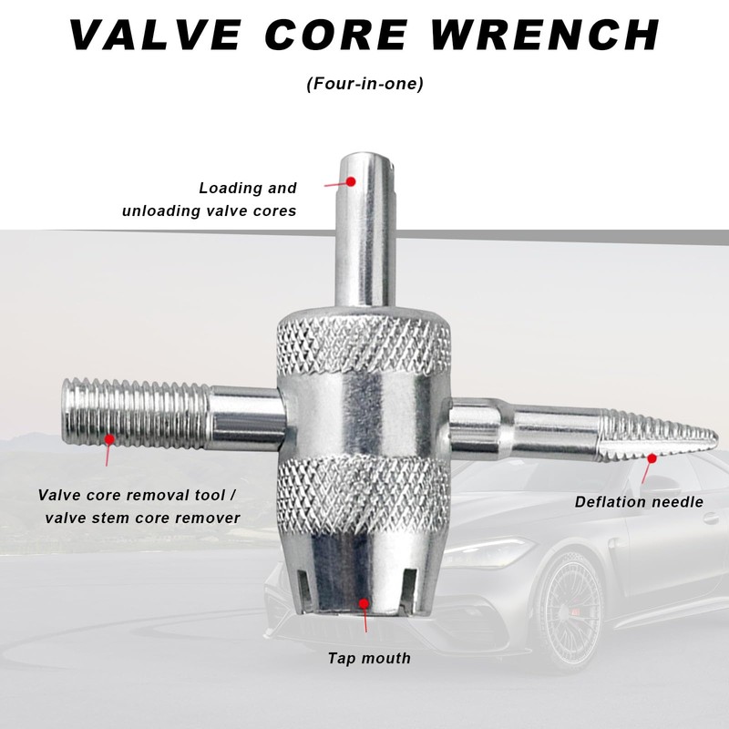 BWBWND 4-Way Valve Core Removal Tool, 4-in-1 Valve Core Tools