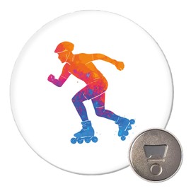 Huuraa Magnet Inline Skating Bunte Silhouette Geschenk 59mm Flaschenöffner Inline Skating Geschenkidee