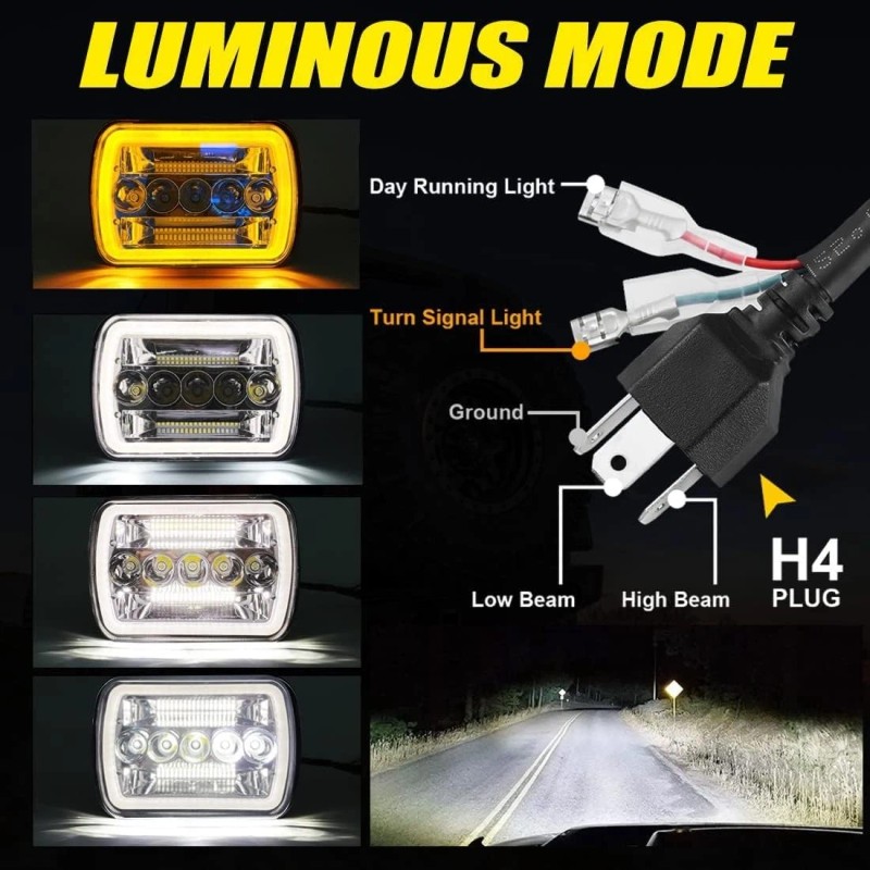 Unbranded Pair 5x7 7x6" LED Headlights High/Low Beam For Dodge