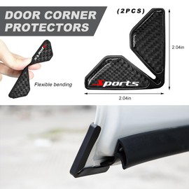 DXNQ 2 PCS Car Door Corner Protector Edge Guards, Real Carbon Fiber Anti-Collision Car Door Edge Protector, Self-Adhesive Decorative Car Door Corner Protector, Car Exterior Accessories (Black Sport)