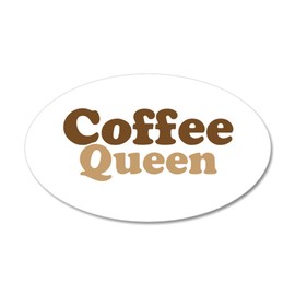 CafePress Coffee Queen 20"x12" Oval Wall Decal, Vinyl Wall Peel, Reusable Cling