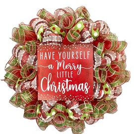Have Yourself A Very Merry Christmas Handmade Deco Mesh Wreath