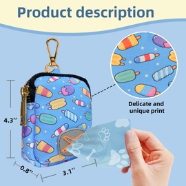BlissBud Soft Poop Bag Holder for Leashes - Stylish Fashion Print Dog Waste Bag Carrier,IceCream,Medium