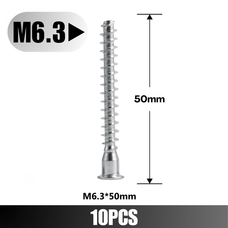 Confirmat Screws, M6.3 x 50mm 10 PCs, Hex Socket Drive