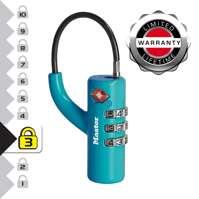 Master Lock 4717EURDBLU Travel Combination Padlock TSA Certified, Blue, 8,1
