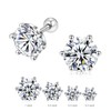 Moissanite Screw Backs Stud Earrings, GRA Certification, 6 prongs Solitaire
