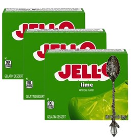 Candy Freezer Gelatin Dessert Mix - 3 oz Boxes (Pack of 3) - With Gem Spoon (Lime) - Gem Spoon