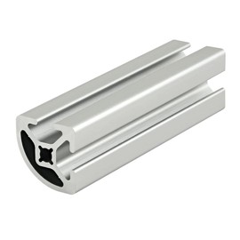 8020, 1012, 10 Series, 1 Inch x 1 Inch Aluminum Half Arc Quarter Round Extrusion 80/20 T Slotted Rail Profile (Smooth, Clear Anodize, 12" Long)