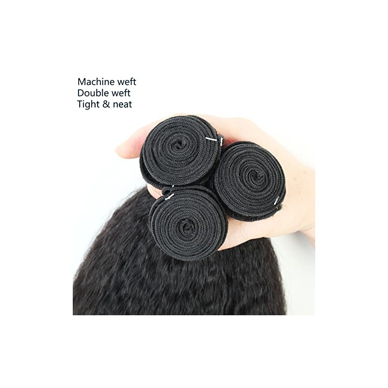 100% Cabello Humano Rizado Recto Paquetes Tejer Yaki Recto 3