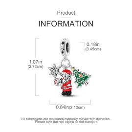 Parmuz 925 Sterling Silver Christams Charm for Bracelet Santa Claus Tree Star Dangle Charm Beads Snowman Deer Bead Charm, Merry Christmas Gifts for Women