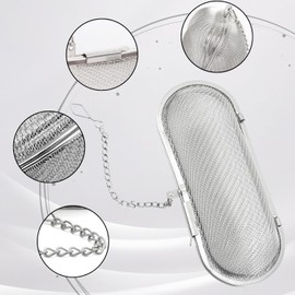 Stainless Steel Spice Strainer & Tea Strainer - Spice Strainer for Cooking, Herb Strainer with Chain, Spice Filter for Cooking & Tea, Reusable Spice Bag, Spice Ball for Herbs & Spices