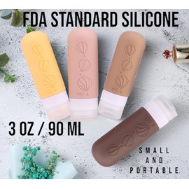 Travel Bottles Set TSA Approved 3oz Silicone Container Travel Toiletry Kit Bottle Silicone Free Leak Proof Refillable Liquid Silicone Squeezable,Travel Bottles for Toiletries (Apricot)